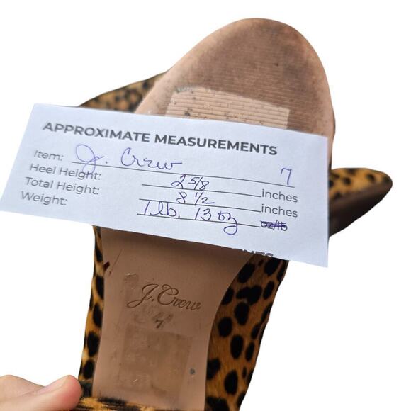 J.Crew Sadie Ankle Boots 7 Brown Leopard Calf Hair Stacked Heel Ankle Booties - Picture 6 of 7
